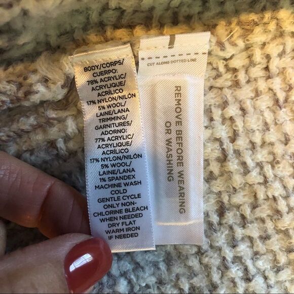 Lou & Grey white/gray drape front cozy cardigan, small, wool blend - Picture 3 of 10